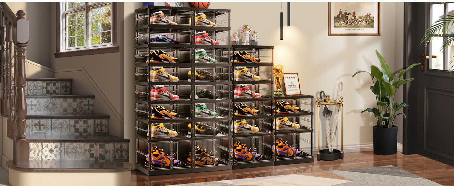 24 Pairs Foldable Shoe Boxes