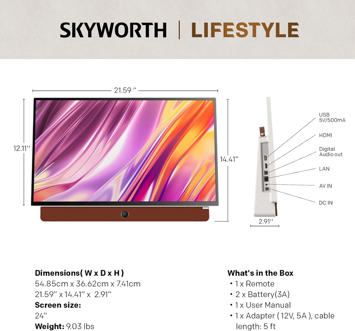 Skyworth 24-Inch Portable 1080P  Smart TV