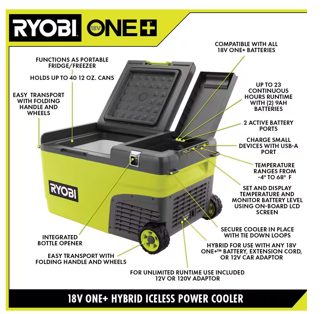 ONE+ 18V 24 Qt. Hybrid Battery Powered Iceless Cooler