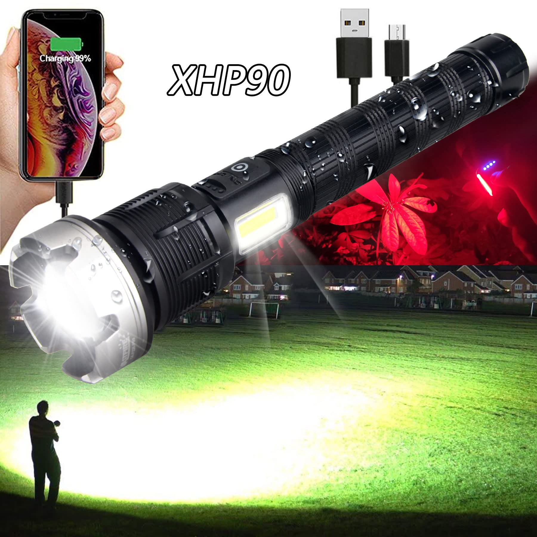 🎁Last Day Promotion- SAVE 70%🎉LED Rechargeable Tactical Laser Flashlight 90000 High Lumens-Buy 2 Free VIP Shipping