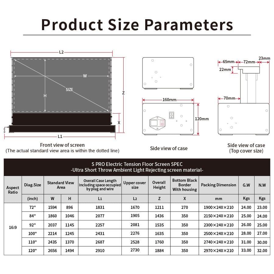 ALR PROJECTOR SCREEN (100 INCH) + LASER PRO PROJECTOR