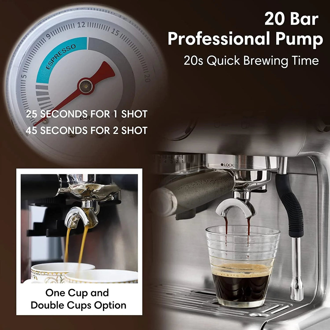 All-in-One Espresso Machine with Grinder and Milk Frother