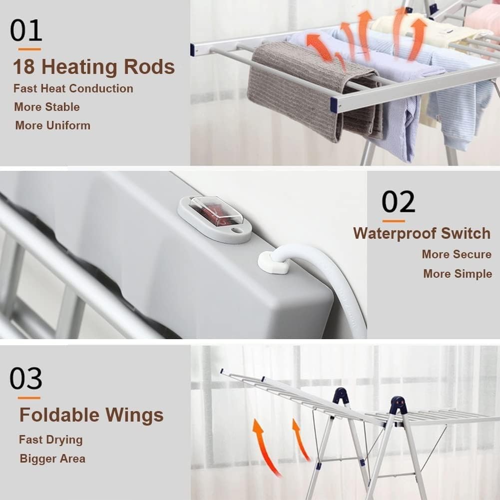 Electric Heated Clothes Airer Drying Rack