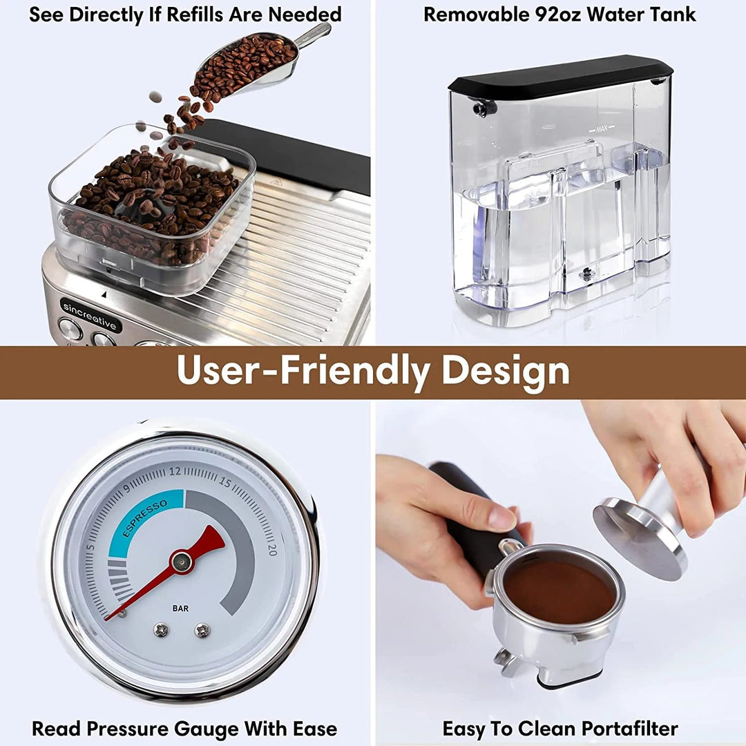 All-in-One Espresso Machine with Grinder and Milk Frother