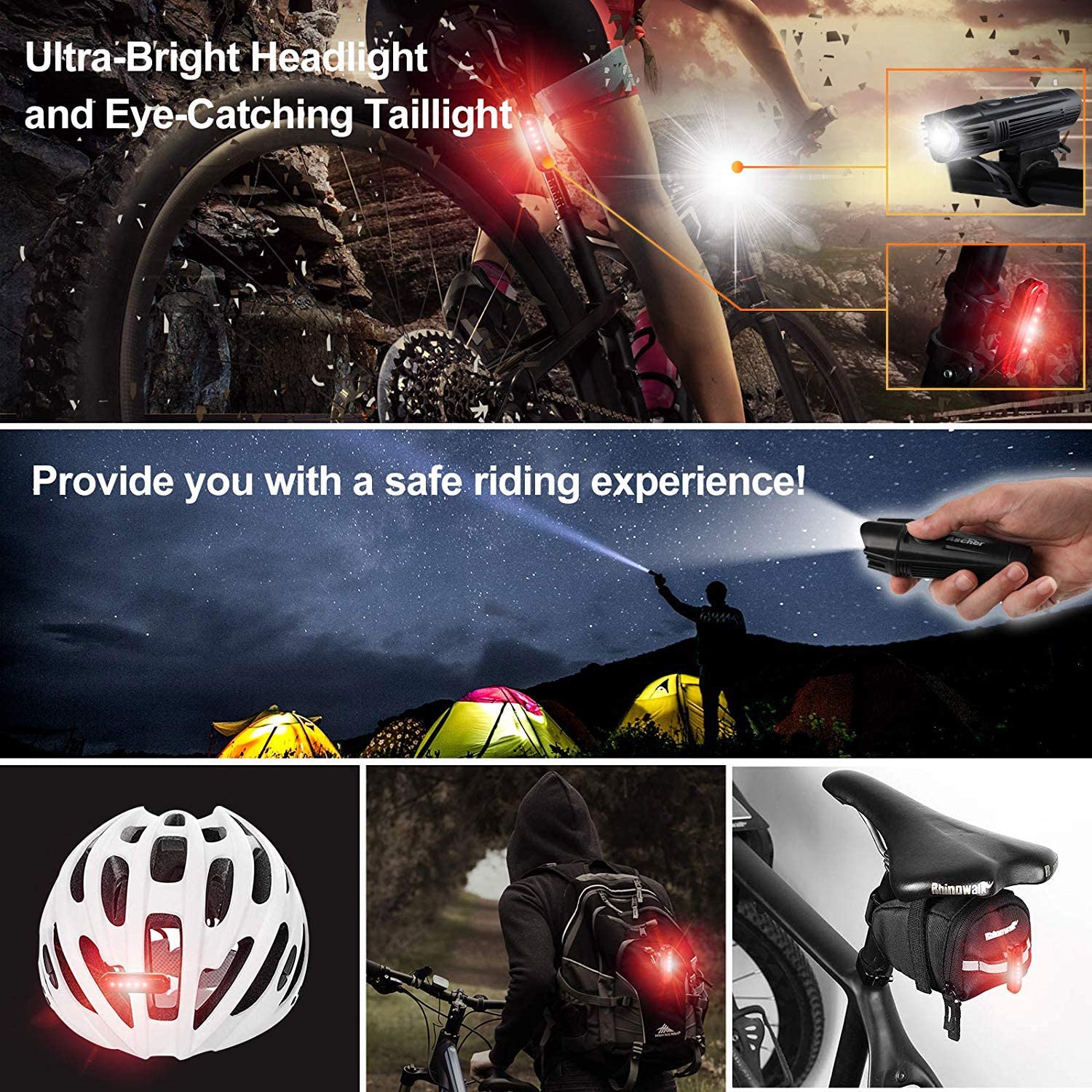 Powerful Bicycle Front Headlight and Back Tailligh