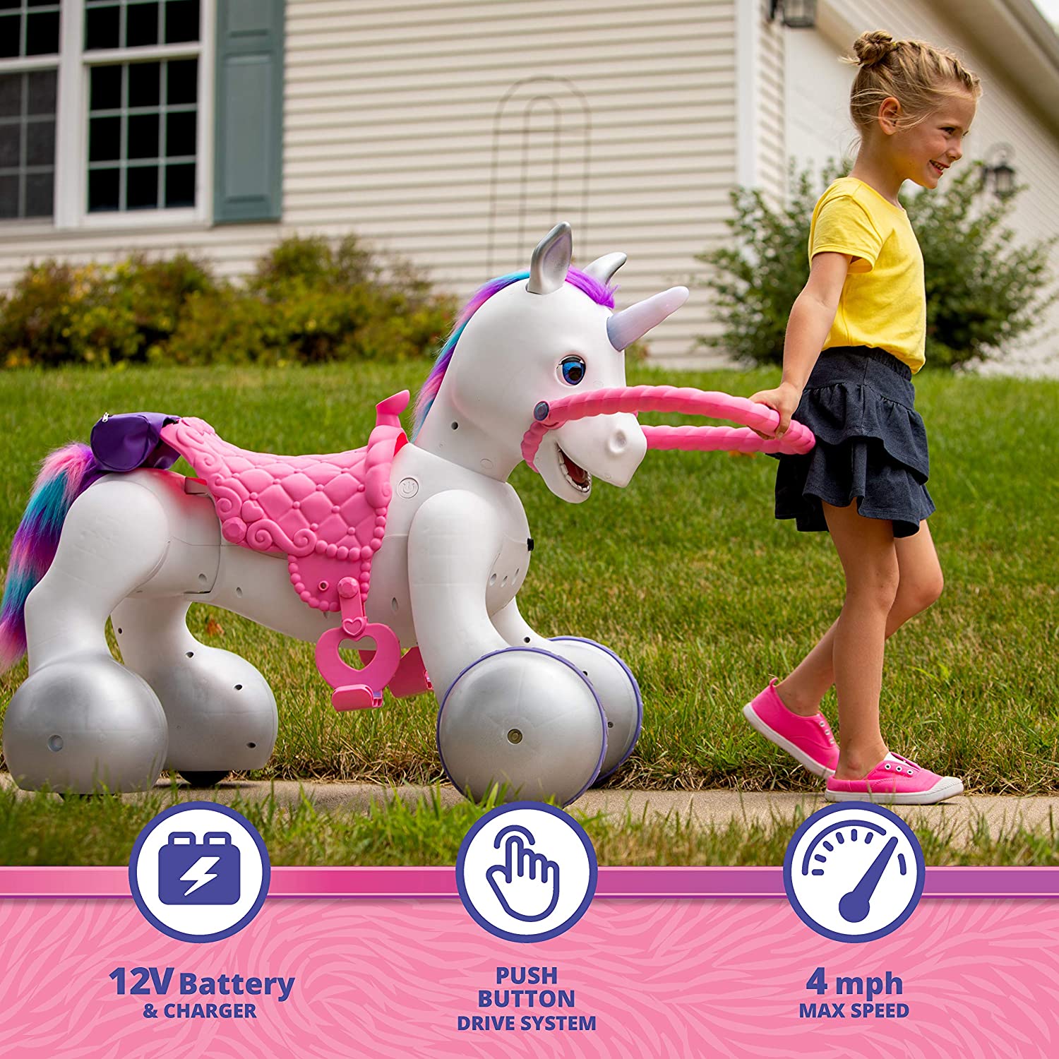 Kids Rideamal Unicorn 12 Volt Ride On Toy,