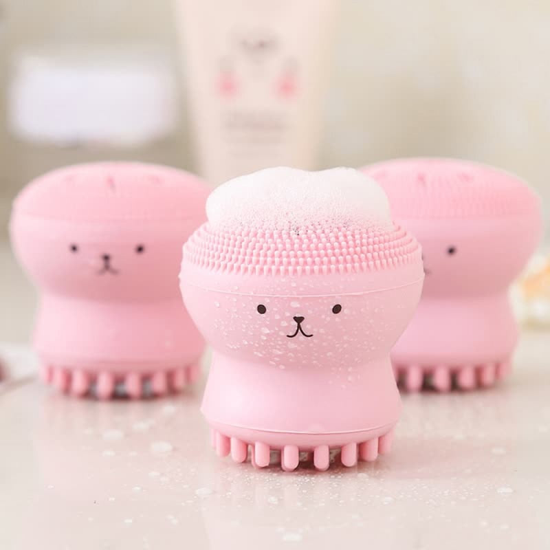 Pink Octopus Facial Brush With Sponge