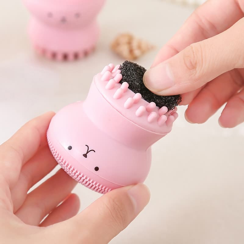 Pink Octopus Facial Brush With Sponge