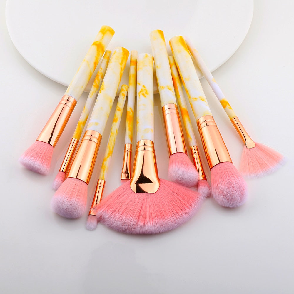 Marble Makeup Brushes Tool Set