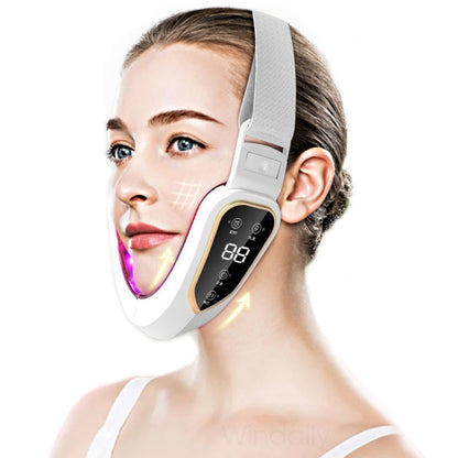 Facial Lifting Device LED Photon Therapy Facial Slimming Vibration Massager Double Chin V Face Shaped Cheek Lift  Belt Machine