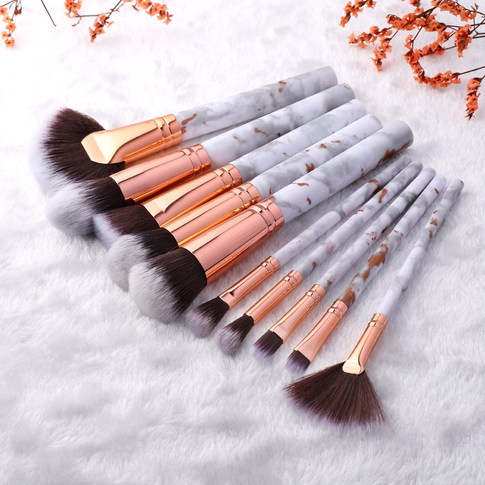 Marble Makeup Brushes Tool Set