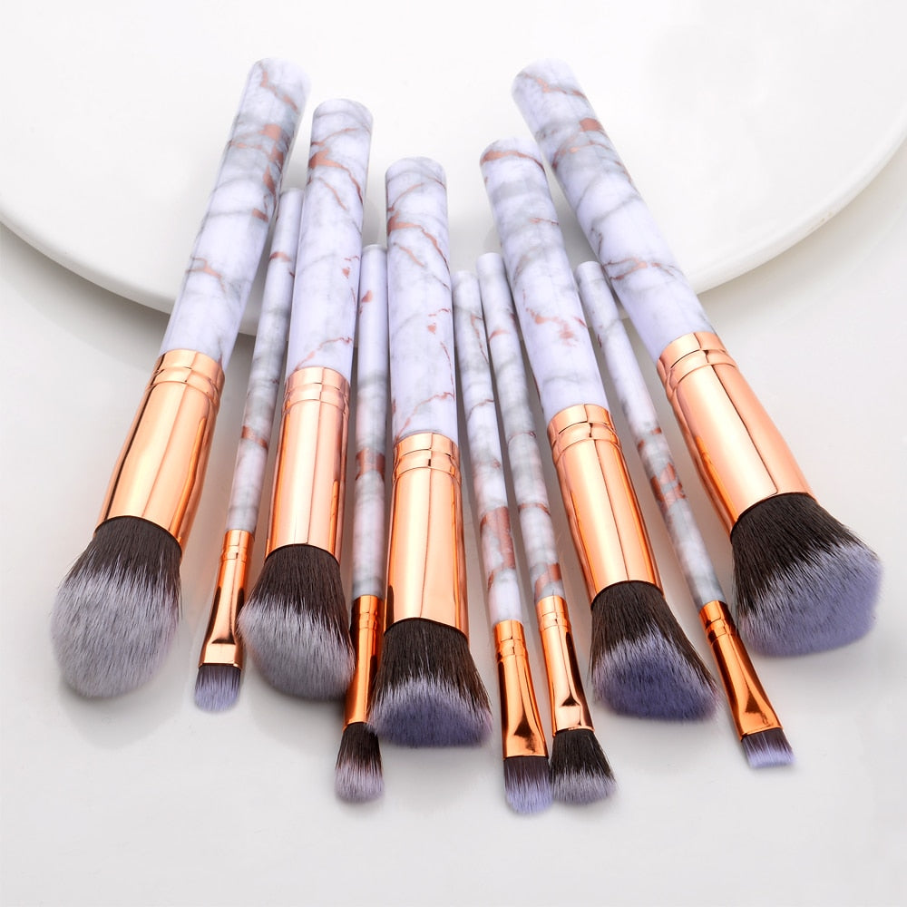 Marble Makeup Brushes Tool Set