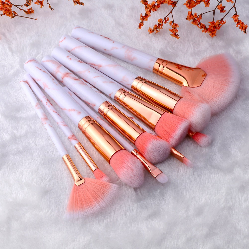 Marble Makeup Brushes Tool Set