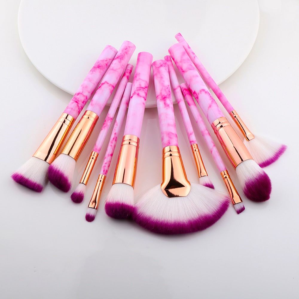 Marble Makeup Brushes Tool Set