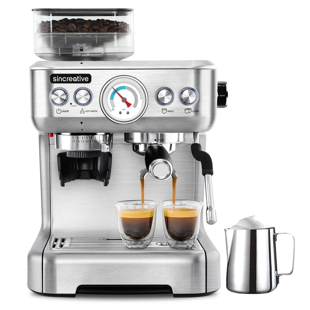 All-in-One Espresso Machine with Grinder and Milk Frother